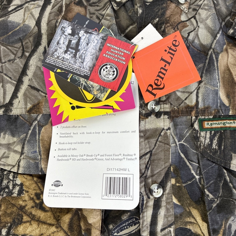 NWT Remington Rem-Lite Button Down Hunting Shirt RealTree Hardwoods Mens Large - Picture 4 of 9